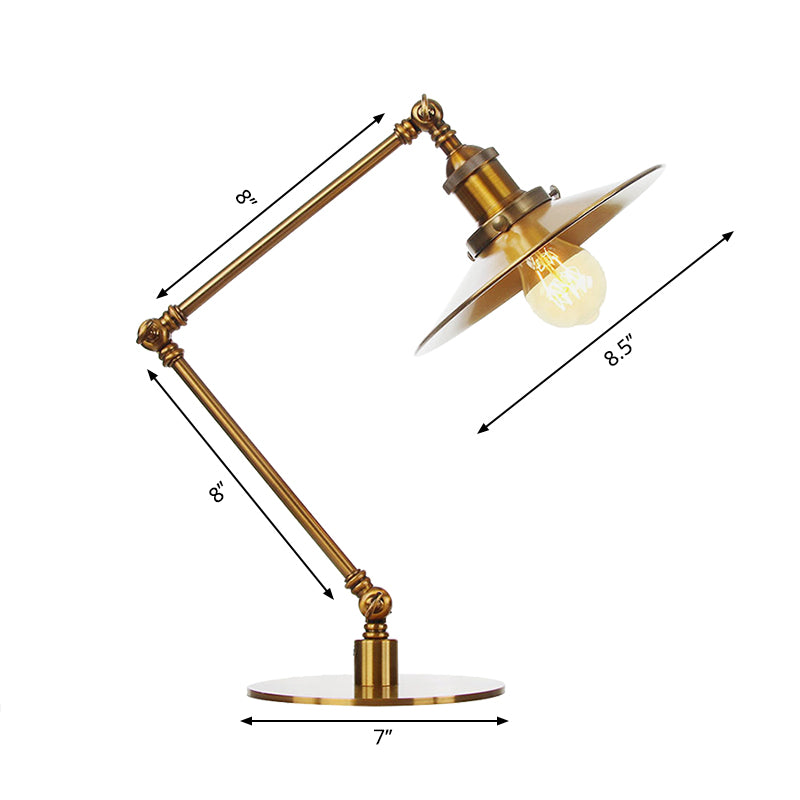 Industrial Stylish Flared Table Lamp Metallic 1 Light Dining Room Table Light with 8"+8"/8"+8"+8" Length Arm in Gold Clearhalo 'Lamps' 'Table Lamps' Lighting' 265650