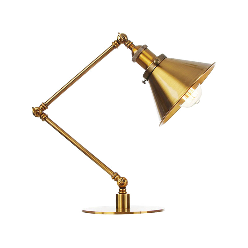 Industrial Stylish Flared Table Lamp Metallic 1 Light Dining Room Table Light with 8"+8"/8"+8"+8" Length Arm in Gold Clearhalo 'Lamps' 'Table Lamps' Lighting' 265654