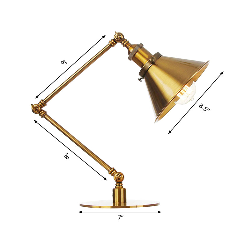 Industrial Stylish Flared Table Lamp Metallic 1 Light Dining Room Table Light with 8"+8"/8"+8"+8" Length Arm in Gold Clearhalo 'Lamps' 'Table Lamps' Lighting' 265655