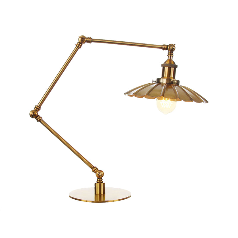 Industrial Stylish Flared Table Lamp Metallic 1 Light Dining Room Table Light with 8"+8"/8"+8"+8" Length Arm in Gold Clearhalo 'Lamps' 'Table Lamps' Lighting' 265659