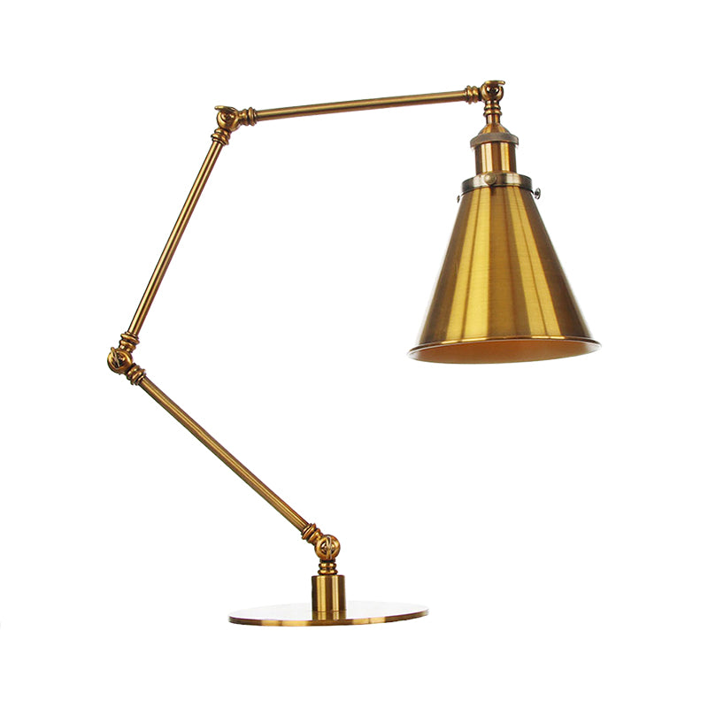 Industrial Stylish Flared Table Lamp Metallic 1 Light Dining Room Table Light with 8"+8"/8"+8"+8" Length Arm in Gold Clearhalo 'Lamps' 'Table Lamps' Lighting' 265664