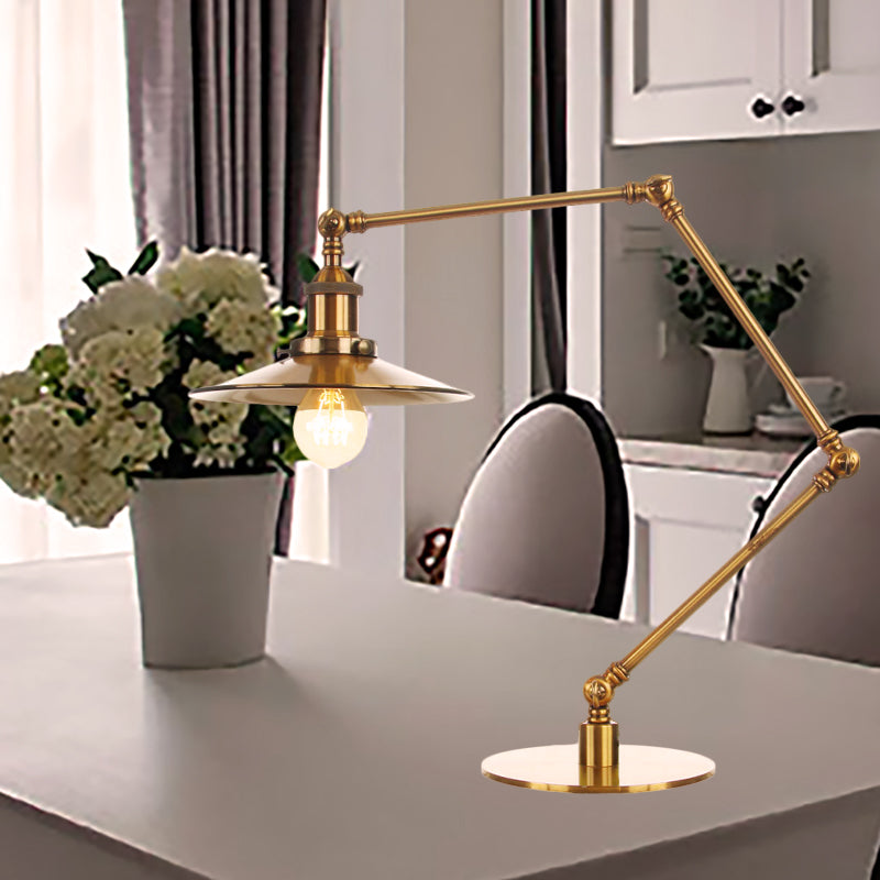 Industrial Stylish Flared Table Lamp Metallic 1 Light Dining Room Table Light with 8"+8"/8"+8"+8" Length Arm in Gold Clearhalo 'Lamps' 'Table Lamps' Lighting' 265666