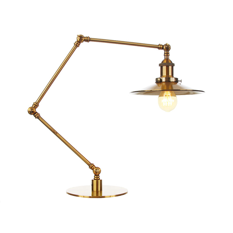 Industrial Stylish Flared Table Lamp Metallic 1 Light Dining Room Table Light with 8"+8"/8"+8"+8" Length Arm in Gold Clearhalo 'Lamps' 'Table Lamps' Lighting' 265669