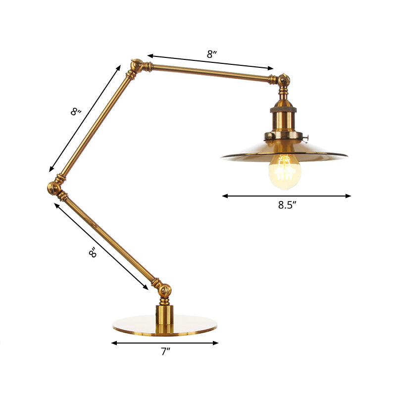 Industrial Stylish Flared Table Lamp Metallic 1 Light Dining Room Table Light with 8"+8"/8"+8"+8" Length Arm in Gold Clearhalo 'Lamps' 'Table Lamps' Lighting' 265670