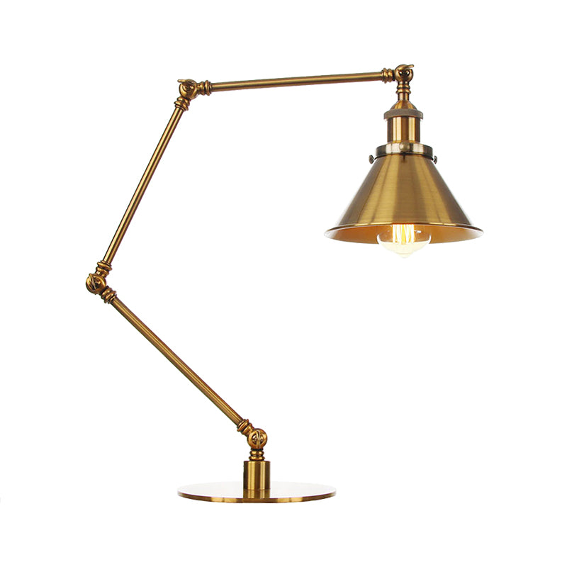 Industrial Stylish Flared Table Lamp Metallic 1 Light Dining Room Table Light with 8"+8"/8"+8"+8" Length Arm in Gold Clearhalo 'Lamps' 'Table Lamps' Lighting' 265674