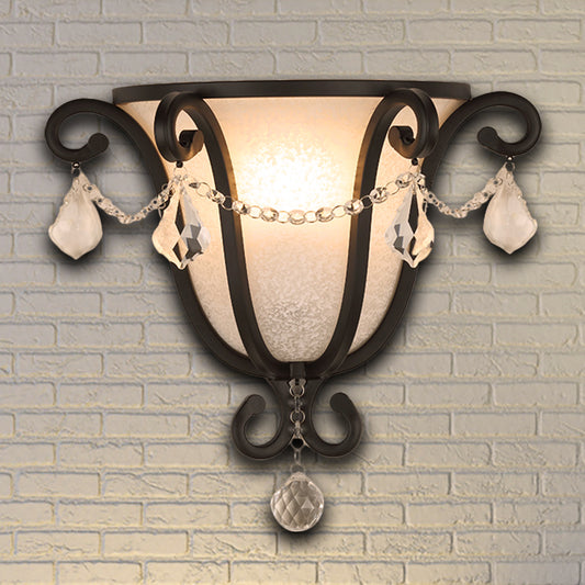 1 Head Metal Urn Wall Mount Light Vintage Sconce Light Fixture in Black/Weathered Bronze for Stairway Clearhalo 'Art deco wall lights' 'Industrial wall lights' 'Industrial' 'Middle century wall lights' 'Tiffany' 'Wall Lamps & Sconces' 'Wall Lights' Lighting' 265677