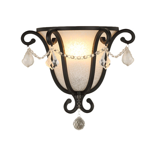 1 Head Metal Urn Wall Mount Light Vintage Sconce Light Fixture in Black/Weathered Bronze for Stairway Clearhalo 'Art deco wall lights' 'Industrial wall lights' 'Industrial' 'Middle century wall lights' 'Tiffany' 'Wall Lamps & Sconces' 'Wall Lights' Lighting' 265679
