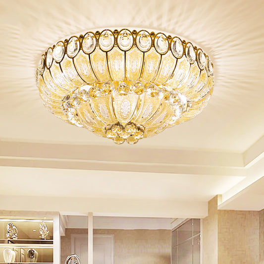 21.5/29.5 Inch Wide Bowl Flush Mount Lamp Crystal Modernist Flush Ceiling Light in Gold Gold Clearhalo 'Ceiling Lights' 'Close To Ceiling Lights' 'Close to ceiling' 'Flush mount' Lighting' 265710