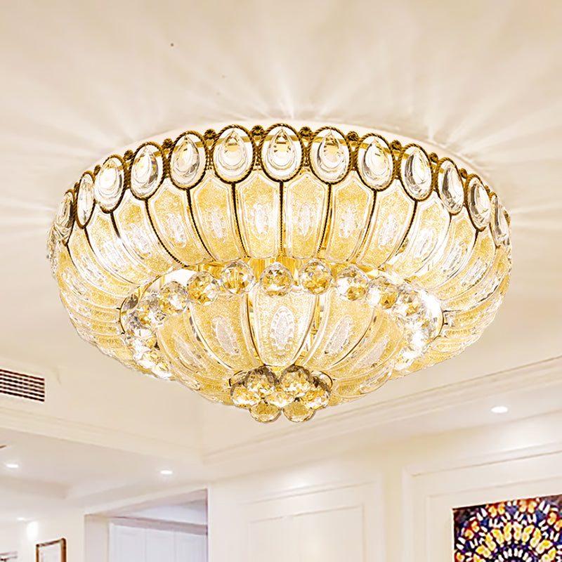 21.5/29.5 Inch Wide Bowl Flush Mount Lamp Crystal Modernist Flush Ceiling Light in Gold Clearhalo 'Ceiling Lights' 'Close To Ceiling Lights' 'Close to ceiling' 'Flush mount' Lighting' 265711