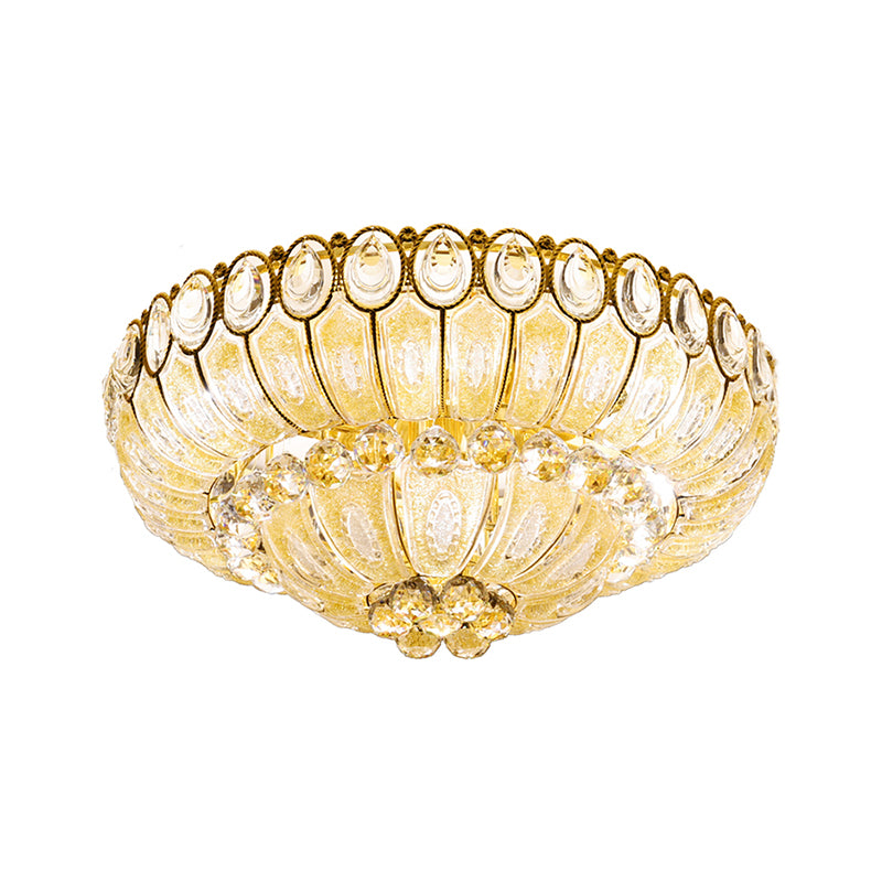 21.5/29.5 Inch Wide Bowl Flush Mount Lamp Crystal Modernist Flush Ceiling Light in Gold Clearhalo 'Ceiling Lights' 'Close To Ceiling Lights' 'Close to ceiling' 'Flush mount' Lighting' 265713