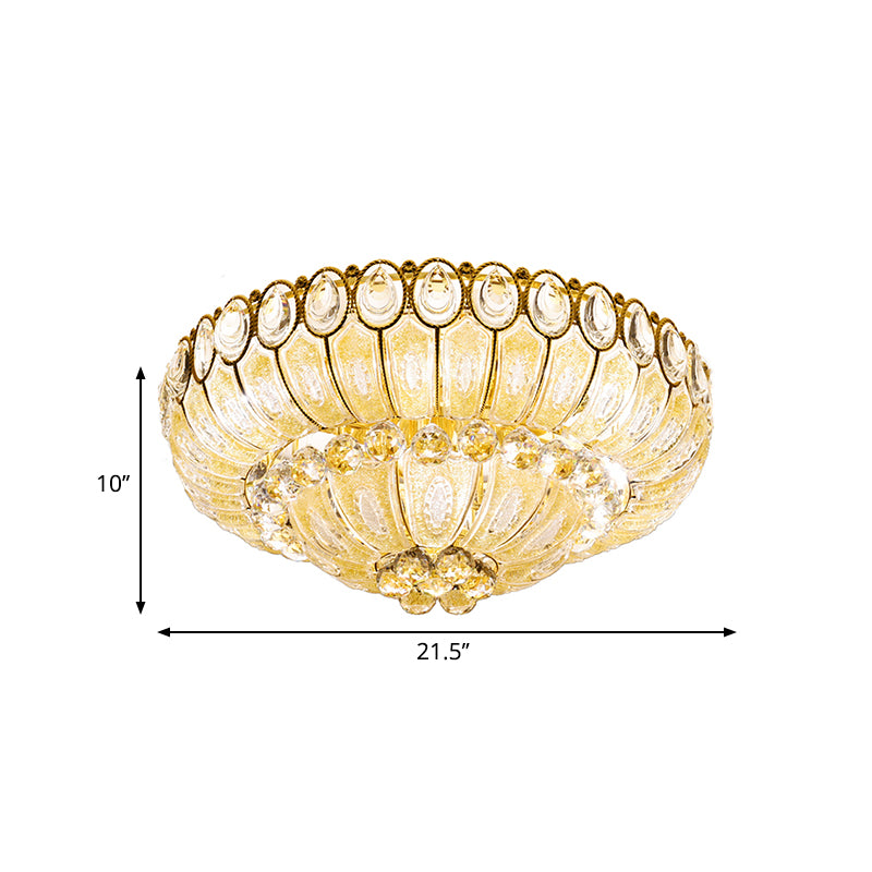 21.5/29.5 Inch Wide Bowl Flush Mount Lamp Crystal Modernist Flush Ceiling Light in Gold Clearhalo 'Ceiling Lights' 'Close To Ceiling Lights' 'Close to ceiling' 'Flush mount' Lighting' 265714