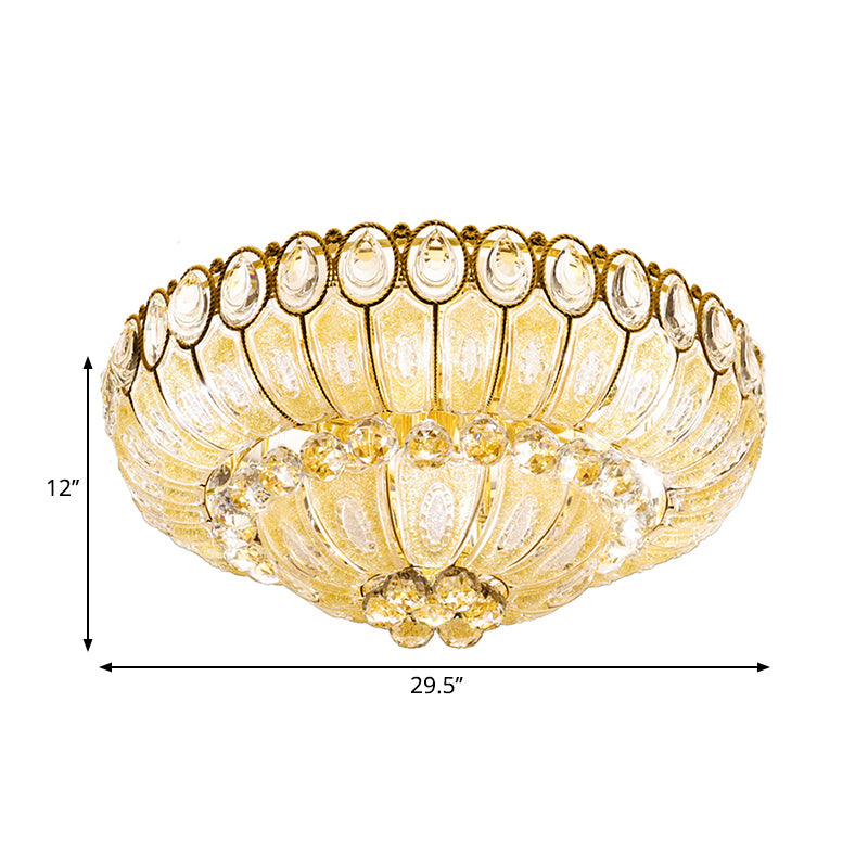 21.5/29.5 Inch Wide Bowl Flush Mount Lamp Crystal Modernist Flush Ceiling Light in Gold Clearhalo 'Ceiling Lights' 'Close To Ceiling Lights' 'Close to ceiling' 'Flush mount' Lighting' 265715