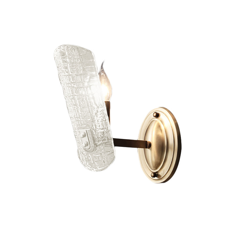 Clear Water Glass Gold Sconce Curved 1/2 Lights Modern Wall Mount Lighting for Living Room Clearhalo 'Cast Iron' 'Glass' 'Industrial' 'Modern wall lights' 'Modern' 'Tiffany' 'Traditional wall lights' 'Wall Lamps & Sconces' 'Wall Lights' Lighting' 265720