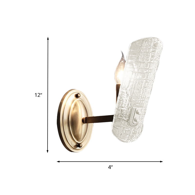 Clear Water Glass Gold Sconce Curved 1/2 Lights Modern Wall Mount Lighting for Living Room Clearhalo 'Cast Iron' 'Glass' 'Industrial' 'Modern wall lights' 'Modern' 'Tiffany' 'Traditional wall lights' 'Wall Lamps & Sconces' 'Wall Lights' Lighting' 265721