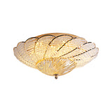 13"/16.5"/20.5" W Scalloped Flush Light with Crystal Bead Vintage Ceiling Lamp in Gold, Yellow/White Light Clearhalo 'Ceiling Lights' 'Close To Ceiling Lights' 'Close to ceiling' 'Flush mount' Lighting' 265731