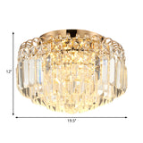 16"/19.5" Width Crystal Prism Flush Mount Lighting with Round Shade Modern LED Ceiling Fixture in Brass Clearhalo 'Ceiling Lights' 'Close To Ceiling Lights' 'Close to ceiling' 'Flush mount' Lighting' 265760