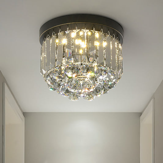 Circular Ceiling Light Fixture with Clear/Smoke Gray Crystal Modern LED Ceiling Mounted Fixture for Corridor Smoke Gray Clearhalo 'Ceiling Lights' 'Close To Ceiling Lights' 'Close to ceiling' 'Flush mount' 'Industrial Flush Mount' Lighting' 265762