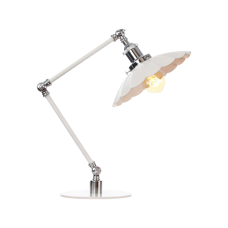 Conical Study Room Desk Light Metal 1 Light Vintage Stylish Adjustable Reading Lamp with 8"+8"/8"+8"+8" Length Arm in White Clearhalo 'Lamps' 'Table Lamps' Lighting' 265776