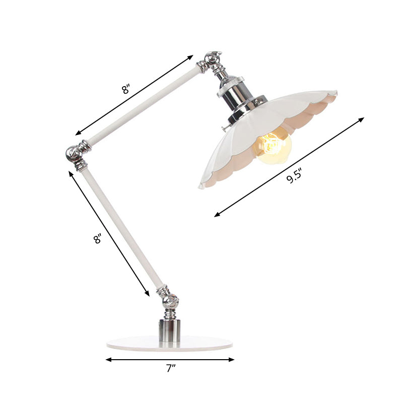 Conical Study Room Desk Light Metal 1 Light Vintage Stylish Adjustable Reading Lamp with 8"+8"/8"+8"+8" Length Arm in White Clearhalo 'Lamps' 'Table Lamps' Lighting' 265777