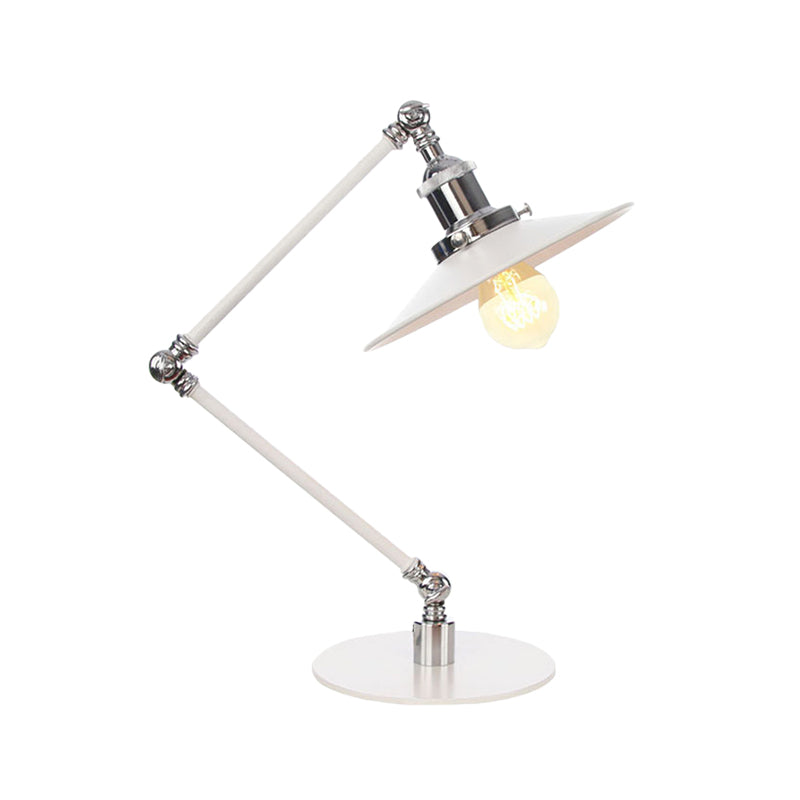 Conical Study Room Desk Light Metal 1 Light Vintage Stylish Adjustable Reading Lamp with 8"+8"/8"+8"+8" Length Arm in White Clearhalo 'Lamps' 'Table Lamps' Lighting' 265781