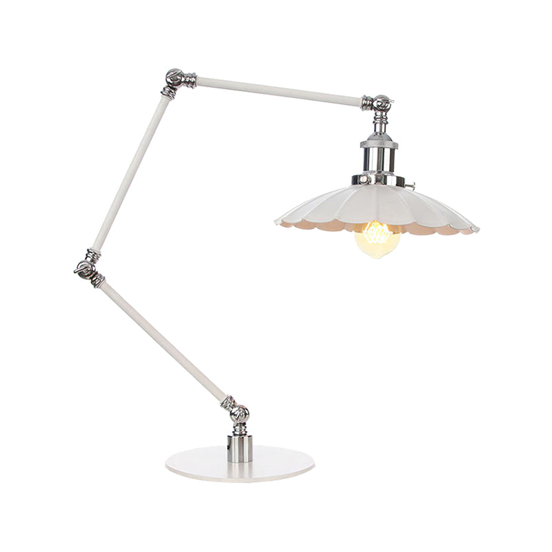 Conical Study Room Desk Light Metal 1 Light Vintage Stylish Adjustable Reading Lamp with 8"+8"/8"+8"+8" Length Arm in White Clearhalo 'Lamps' 'Table Lamps' Lighting' 265796