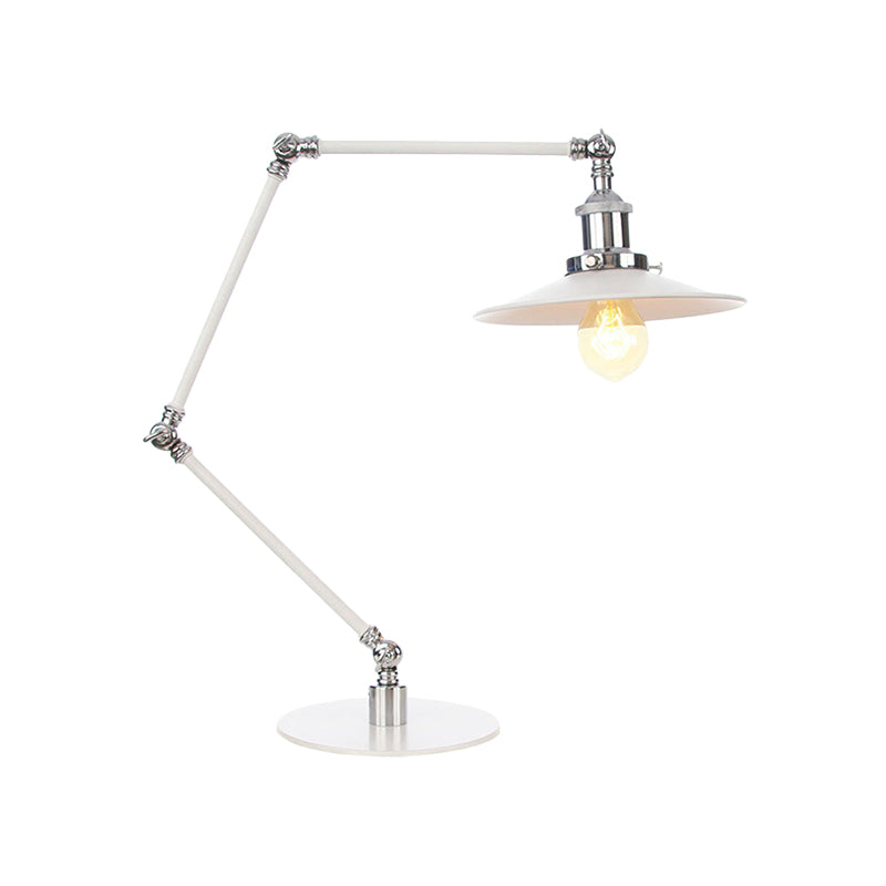 Conical Study Room Desk Light Metal 1 Light Vintage Stylish Adjustable Reading Lamp with 8"+8"/8"+8"+8" Length Arm in White Clearhalo 'Lamps' 'Table Lamps' Lighting' 265801