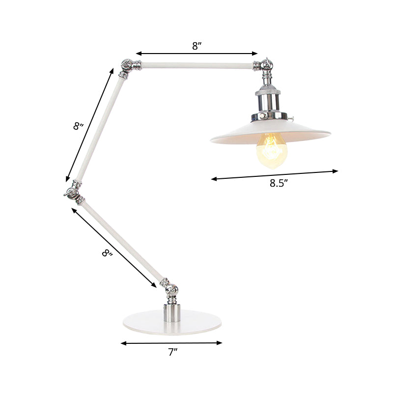 Conical Study Room Desk Light Metal 1 Light Vintage Stylish Adjustable Reading Lamp with 8"+8"/8"+8"+8" Length Arm in White Clearhalo 'Lamps' 'Table Lamps' Lighting' 265802