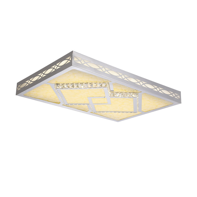 LED Rectangle Flush Mount Lamp Contemporary White Acrylic Ceiling Mounted Fixture for Living Room in 3 Color/Warm/White Light Clearhalo 'Ceiling Lights' 'Close To Ceiling Lights' 'Close to ceiling' 'Flush mount' Lighting' 265833