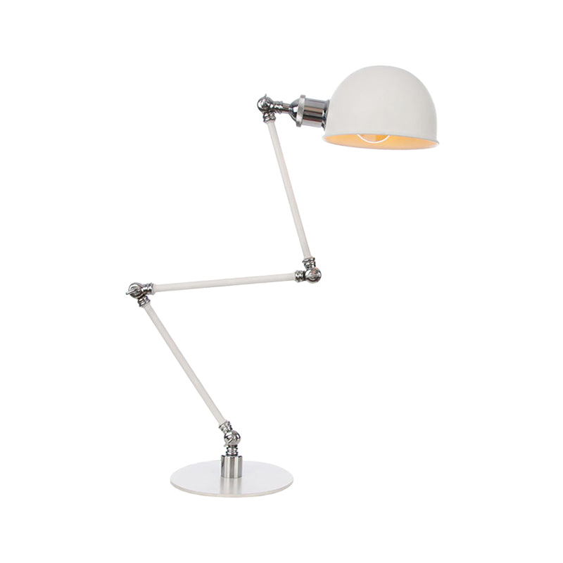 Dome Study Room Reading Lamp Metal 4"/8.5" Wide 1 Light Industrial Stylish Desk Lighting in White, 8"+8"/8"+8"+8" Length Arm Clearhalo 'Lamps' 'Table Lamps' Lighting' 265854