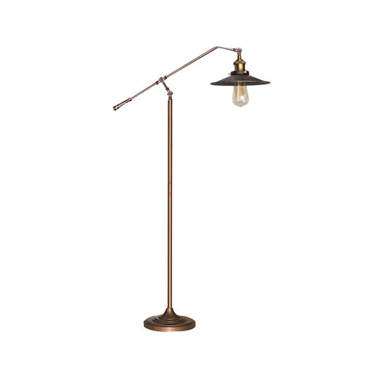 Flared Living Room Floor Light Metal 1 Head Industrial Style Floor Standing Lamp in Black/Bronze, 10"/12" Wide Clearhalo 'Floor Lamps' 'Lamps' Lighting' 265872