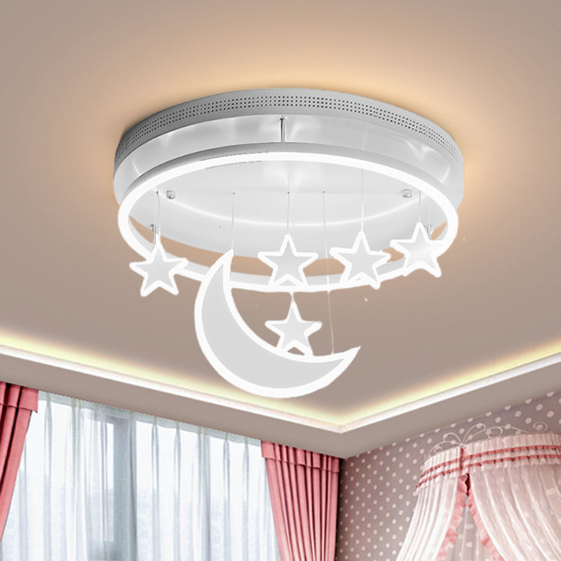 Acrylic Round Flush Mount Lamp Modern 16.5"/20.5" Dia LED Blue/Pink/White Ceiling Light Fixture with Star Deco, Warm/White Light Clearhalo 'Ceiling Lights' 'Close To Ceiling Lights' 'Close to ceiling' 'Flush mount' Lighting' 265918