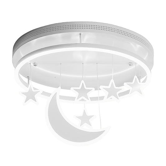 Acrylic Round Flush Mount Lamp Modern 16.5"/20.5" Dia LED Blue/Pink/White Ceiling Light Fixture with Star Deco, Warm/White Light Clearhalo 'Ceiling Lights' 'Close To Ceiling Lights' 'Close to ceiling' 'Flush mount' Lighting' 265921