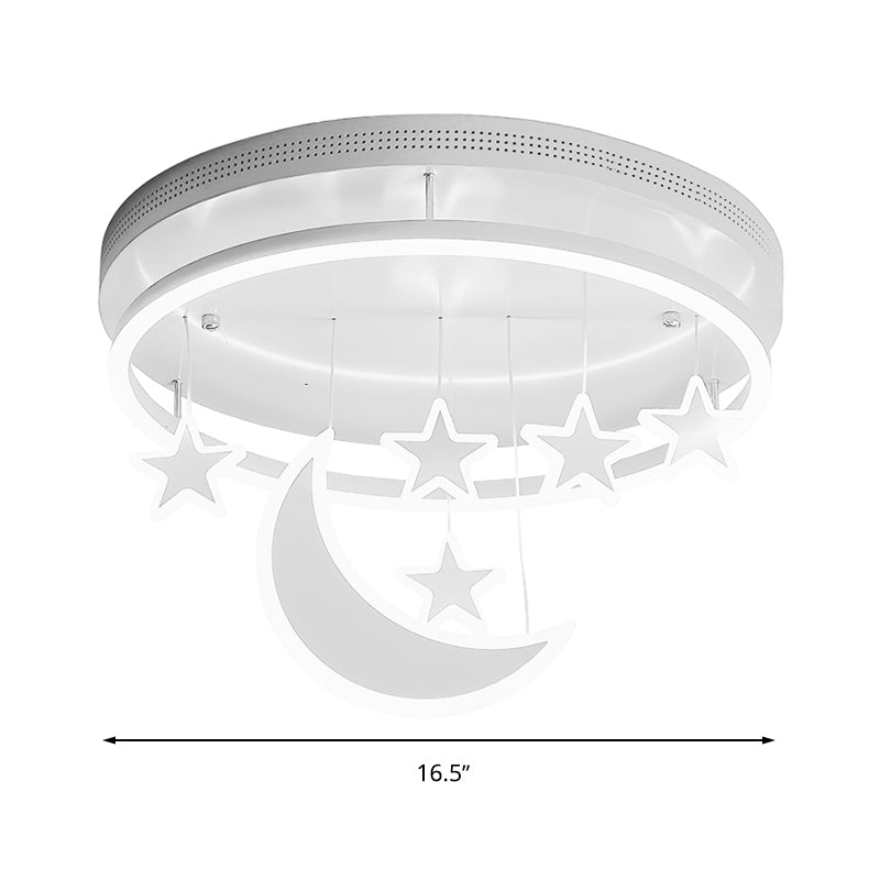 Acrylic Round Flush Mount Lamp Modern 16.5"/20.5" Dia LED Blue/Pink/White Ceiling Light Fixture with Star Deco, Warm/White Light Clearhalo 'Ceiling Lights' 'Close To Ceiling Lights' 'Close to ceiling' 'Flush mount' Lighting' 265922