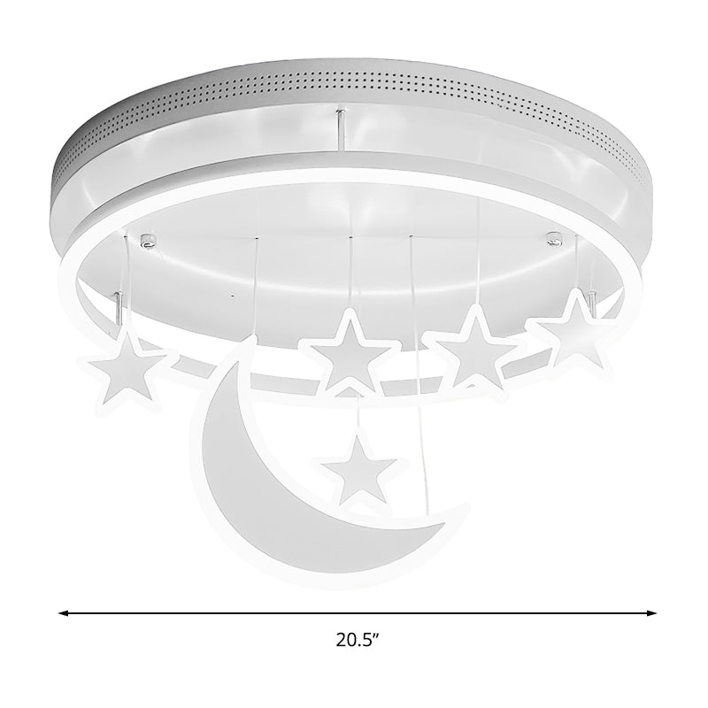 Acrylic Round Flush Mount Lamp Modern 16.5"/20.5" Dia LED Blue/Pink/White Ceiling Light Fixture with Star Deco, Warm/White Light Clearhalo 'Ceiling Lights' 'Close To Ceiling Lights' 'Close to ceiling' 'Flush mount' Lighting' 265923