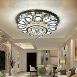 18"/23.5"/31.5" W LED Living Room Ceiling Mounted Fixture Classic Chrome Flush Mount Light with Flower Crystal Shade in Warm/White/3 Color Light Chrome White Clearhalo 'Ceiling Lights' 'Close To Ceiling Lights' 'Close to ceiling' 'Flush mount' Lighting' 265995