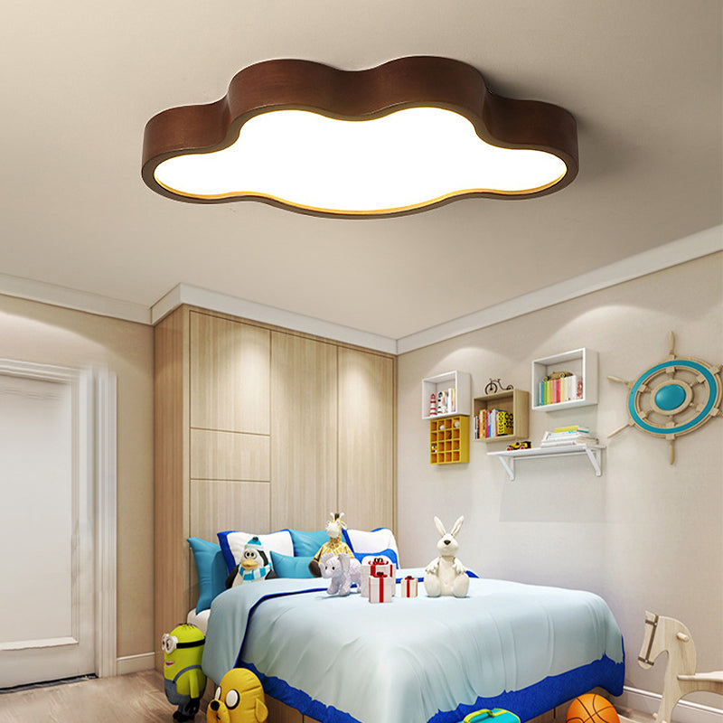 Dark Brown Cloud Ceiling Lamp Modern 19.5"/25" Width LED Acrylic Flush Mount Lighting in Warm/White/3 Color Light Clearhalo 'Ceiling Lights' 'Close To Ceiling Lights' 'Close to ceiling' 'Flush mount' Lighting' 266091