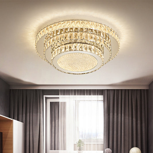 18"/21.5" W LED Three-Tiered Flush Light Fixture Modern White White Warm Clearhalo 'Ceiling Lights' 'Close To Ceiling Lights' 'Close to ceiling' 'Flush mount' Lighting' 266115