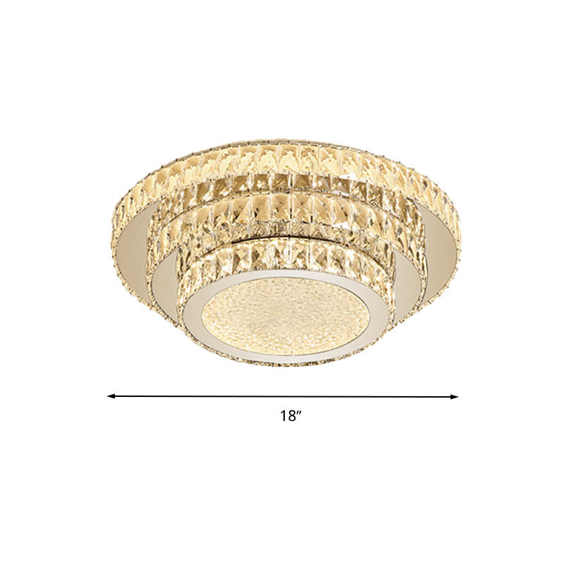 18"/21.5" W LED Three-Tiered Flush Light Fixture Modern White Clearhalo 'Ceiling Lights' 'Close To Ceiling Lights' 'Close to ceiling' 'Flush mount' Lighting' 266119