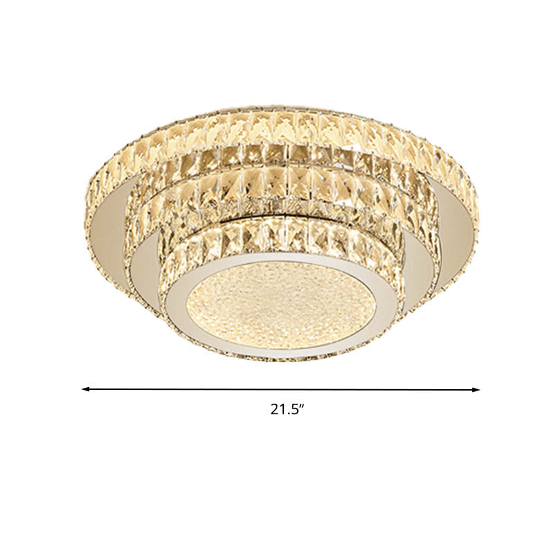 18"/21.5" W LED Three-Tiered Flush Light Fixture Modern White Clearhalo 'Ceiling Lights' 'Close To Ceiling Lights' 'Close to ceiling' 'Flush mount' Lighting' 266120