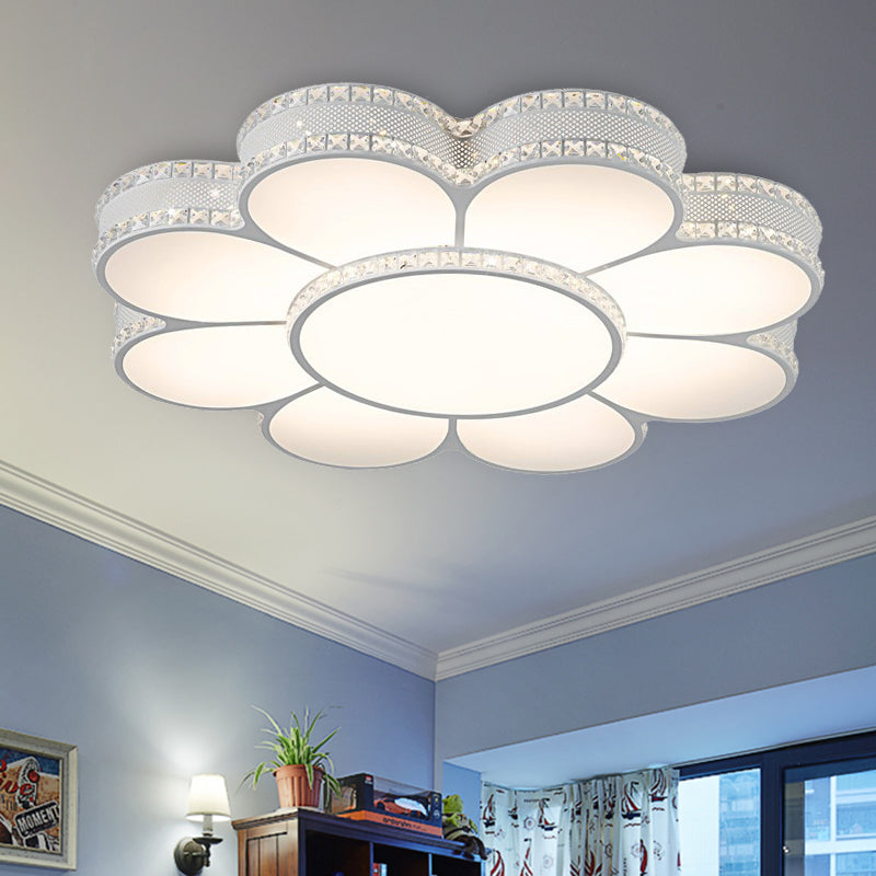 White 19.5"/23.5"/31.5" W LED Flush Light Modern Acrylic Petal Ceiling Flush Mount Lamp in Warm/White/3 Color Light Clearhalo 'Ceiling Lights' 'Close To Ceiling Lights' 'Close to ceiling' 'Flush mount' Lighting' 266123