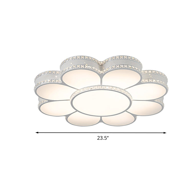 White 19.5"/23.5"/31.5" W LED Flush Light Modern Acrylic Petal Ceiling Flush Mount Lamp in Warm/White/3 Color Light Clearhalo 'Ceiling Lights' 'Close To Ceiling Lights' 'Close to ceiling' 'Flush mount' Lighting' 266127