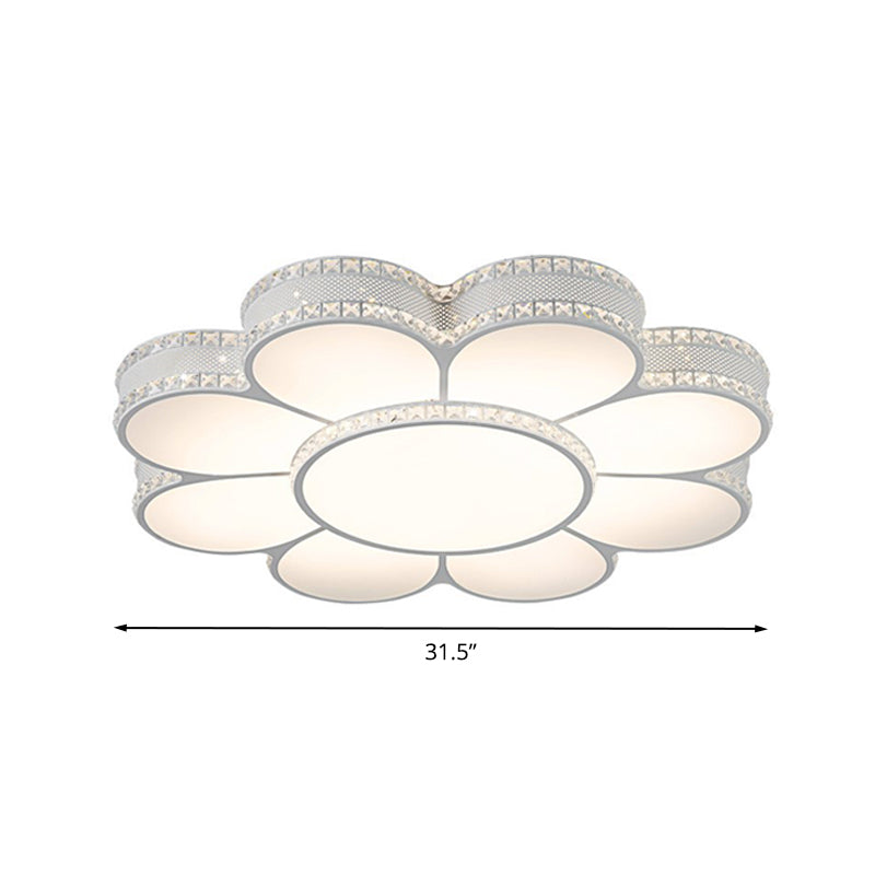 White 19.5"/23.5"/31.5" W LED Flush Light Modern Acrylic Petal Ceiling Flush Mount Lamp in Warm/White/3 Color Light Clearhalo 'Ceiling Lights' 'Close To Ceiling Lights' 'Close to ceiling' 'Flush mount' Lighting' 266128