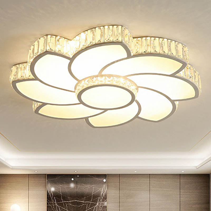 White 23.5"/31.5"/39" W LED Flush Light Contemporary Crystal Floral Ceiling Flush Mount for Bedroom in White/3 Color Light/Remote Control Stepless Dimming White Remote Control Stepless Dimming Clearhalo 'Ceiling Lights' 'Close To Ceiling Lights' 'Close to ceiling' 'Flush mount' Lighting' 266130