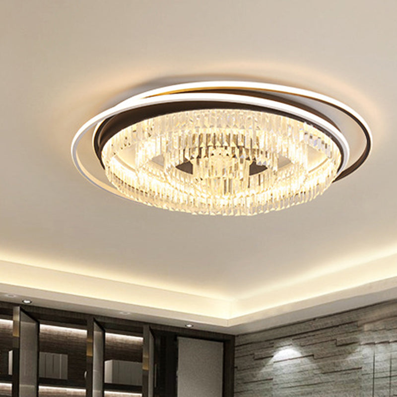 Circular Living Room Flush Light Simple Crystal 18"/23.5"/31.5" W LED White Flush Mount Lamp in White Light/Remote Control Stepless Dimming Clearhalo 'Ceiling Lights' 'Close To Ceiling Lights' 'Close to ceiling' 'Flush mount' Lighting' 266139