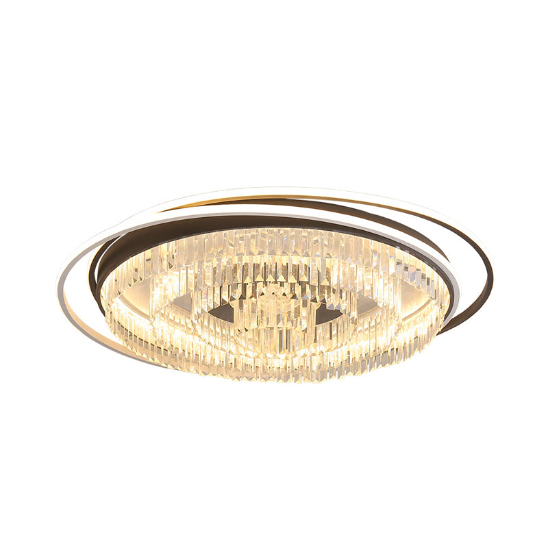 Circular Living Room Flush Light Simple Crystal 18"/23.5"/31.5" W LED White Flush Mount Lamp in White Light/Remote Control Stepless Dimming Clearhalo 'Ceiling Lights' 'Close To Ceiling Lights' 'Close to ceiling' 'Flush mount' Lighting' 266141