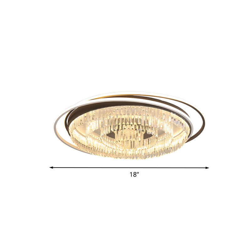 Circular Living Room Flush Light Simple Crystal 18"/23.5"/31.5" W LED White Flush Mount Lamp in White Light/Remote Control Stepless Dimming Clearhalo 'Ceiling Lights' 'Close To Ceiling Lights' 'Close to ceiling' 'Flush mount' Lighting' 266142