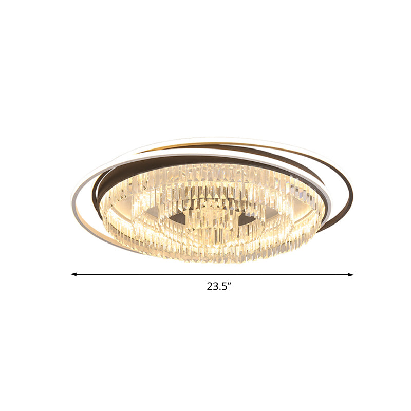 Circular Living Room Flush Light Simple Crystal 18"/23.5"/31.5" W LED White Flush Mount Lamp in White Light/Remote Control Stepless Dimming Clearhalo 'Ceiling Lights' 'Close To Ceiling Lights' 'Close to ceiling' 'Flush mount' Lighting' 266143