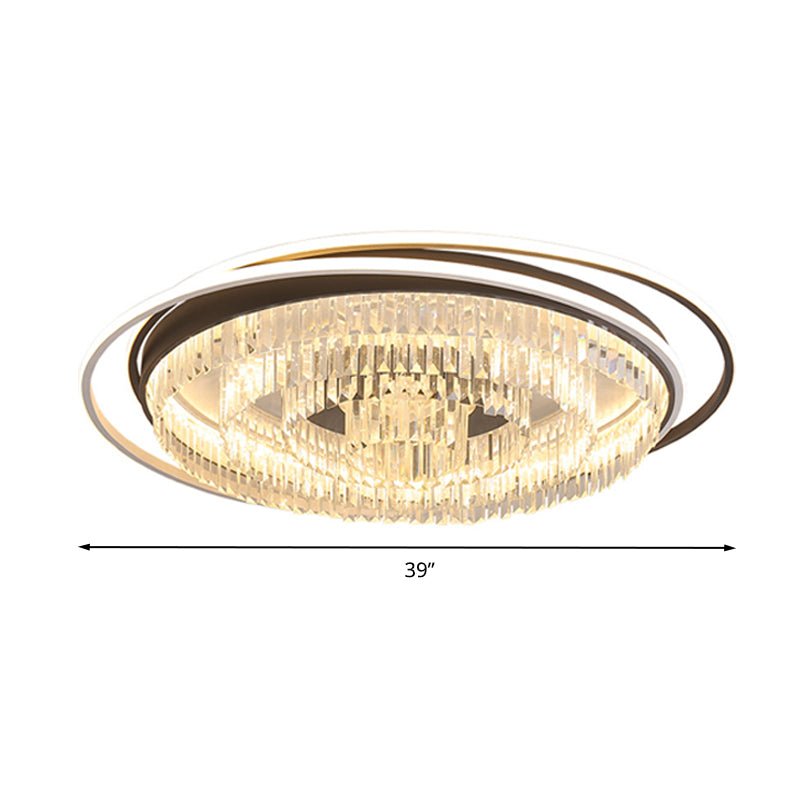 Circular Living Room Flush Light Simple Crystal 18"/23.5"/31.5" W LED White Flush Mount Lamp in White Light/Remote Control Stepless Dimming Clearhalo 'Ceiling Lights' 'Close To Ceiling Lights' 'Close to ceiling' 'Flush mount' Lighting' 266145