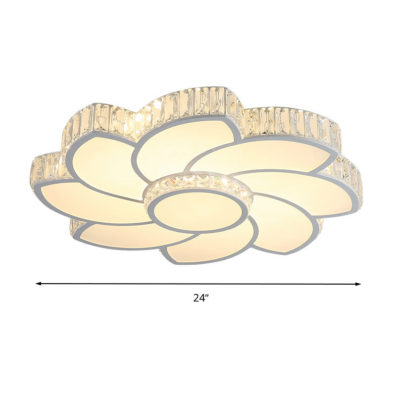 Smart Control LED Flush Mount Light 18"/24" Wide Modern Floral Crystal Ceiling Lamp in Warm/White Light Clearhalo 'Ceiling Lights' 'Close To Ceiling Lights' 'Close to ceiling' 'Flush mount' Lighting' 266170