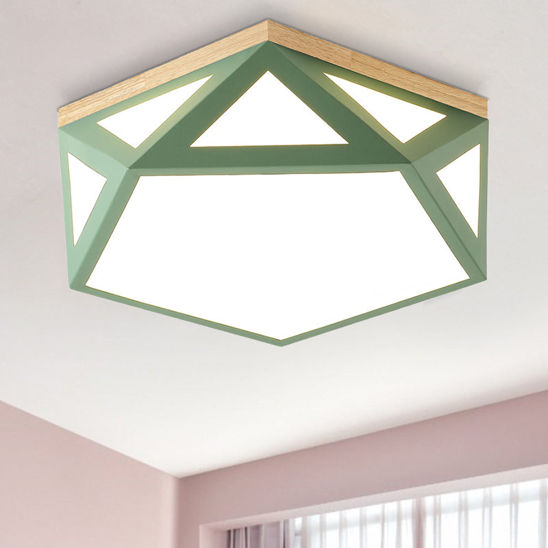 Modern Geometric Acrylic Flush Light 16.5"/20.5" W LED Gray/Green/White Ceiling Flush Mount for Bedroom, Warm/White/Natural/3 Color Light Clearhalo 'Ceiling Lights' 'Close To Ceiling Lights' 'Close to ceiling' 'Flush mount' Lighting' 266201